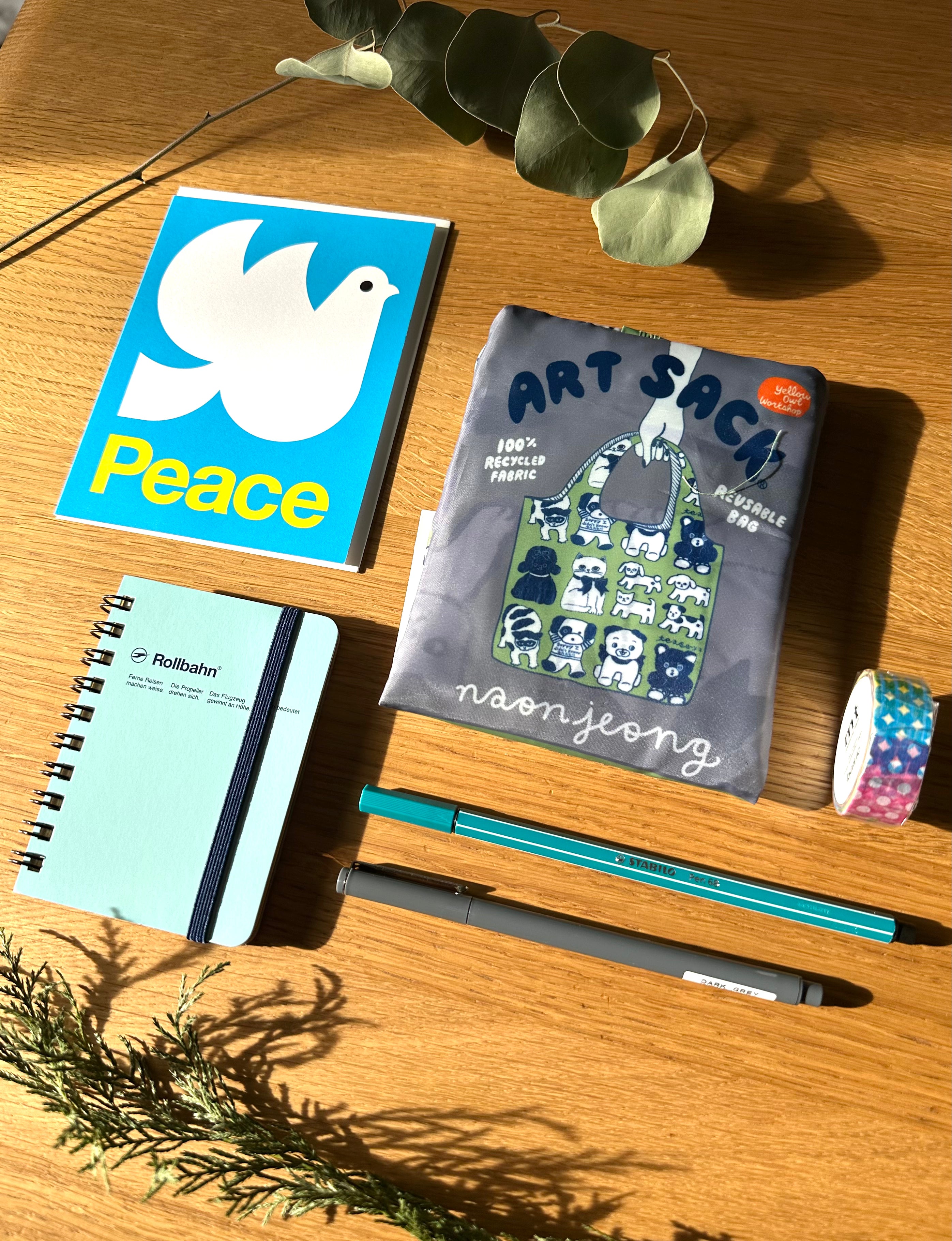 Holiday Gift Bundle w/ Naon Jeong Art Sack and Rollbahn Notebook