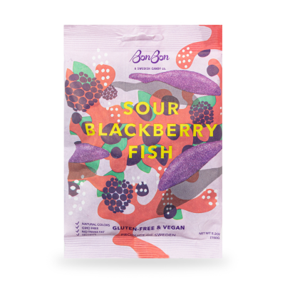 Sour Blackberry Swedish Fish Candy 5.2oz