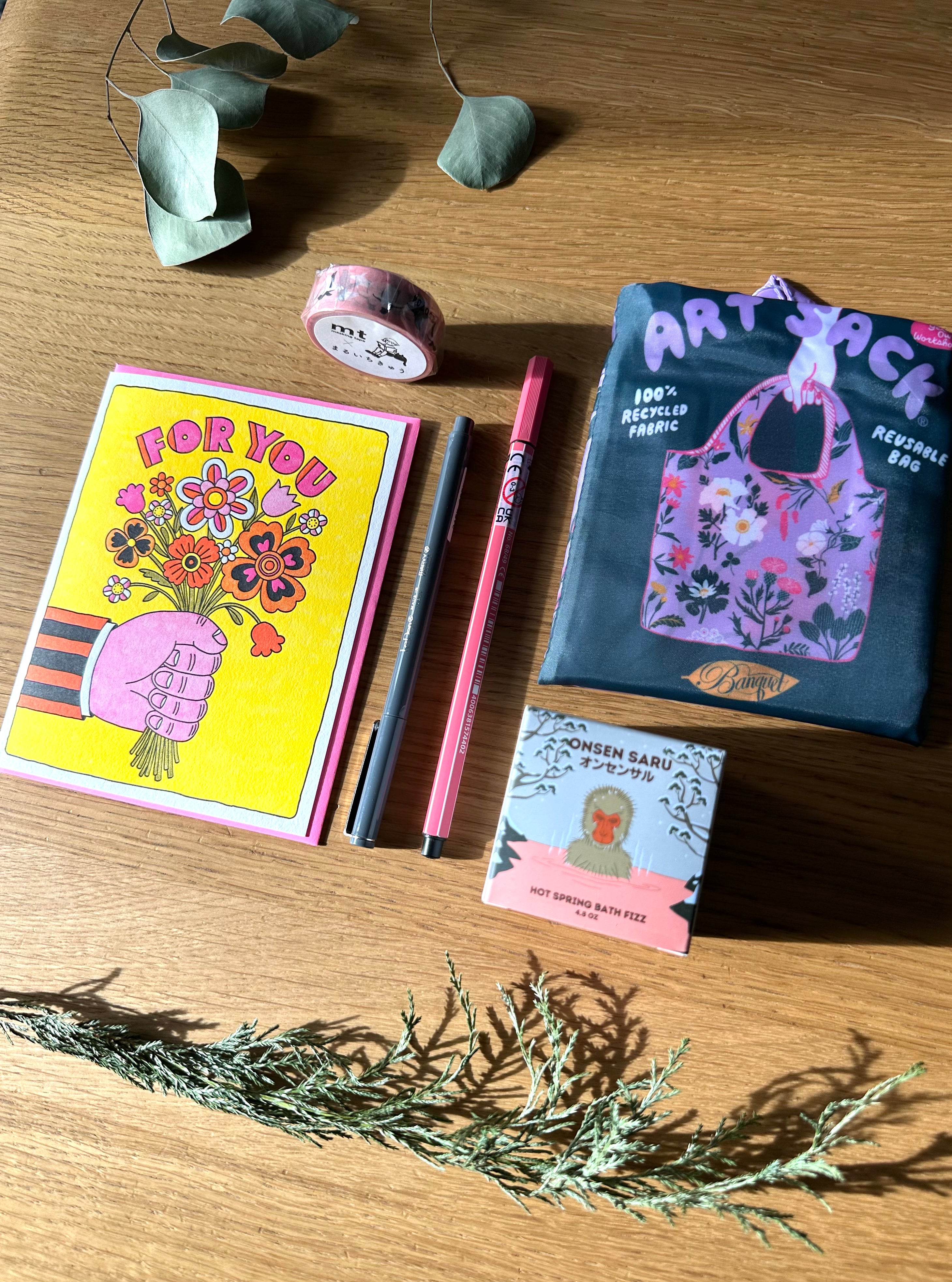 Holiday Gift Bundle w/ Banquet Workshop Floral Art Sack and Onsen Saru Bath Fizz