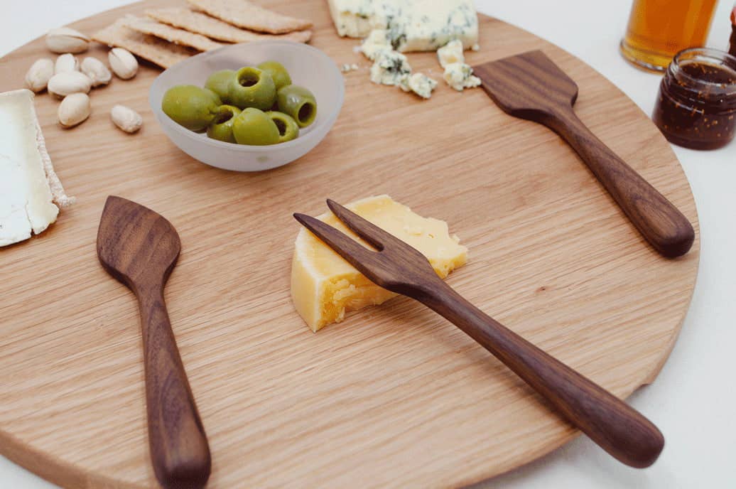 JBrody Walnut Wood Cheese Utensil Knives Set J Brody