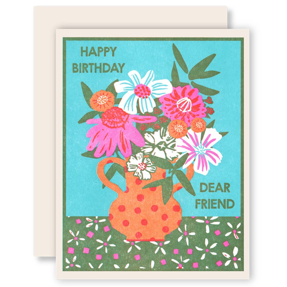 Happy Birthday Dear Friend Letterpress Card by Heartell Press