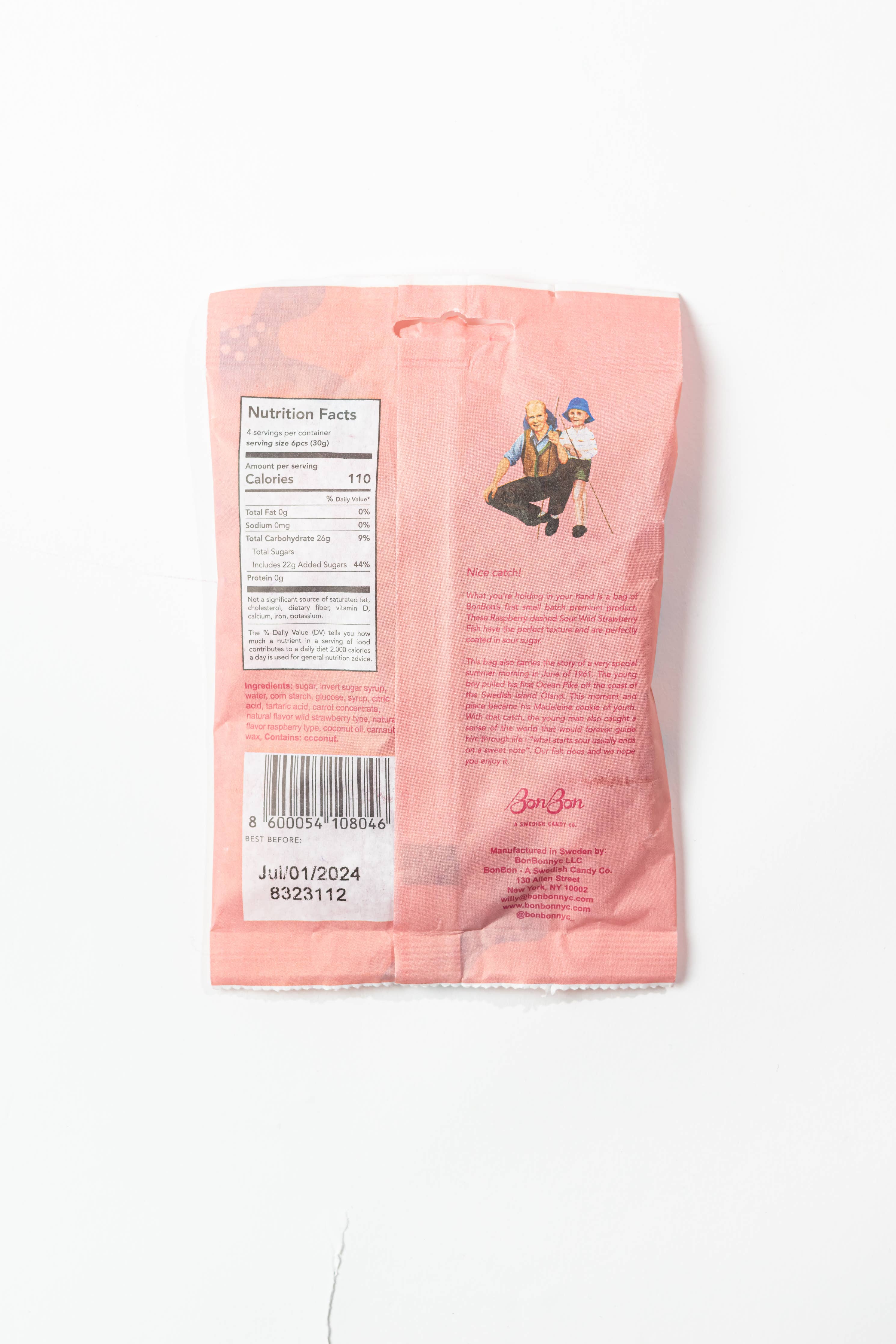Sour Wild Strawberry Swedish Fish Candy 5.2oz