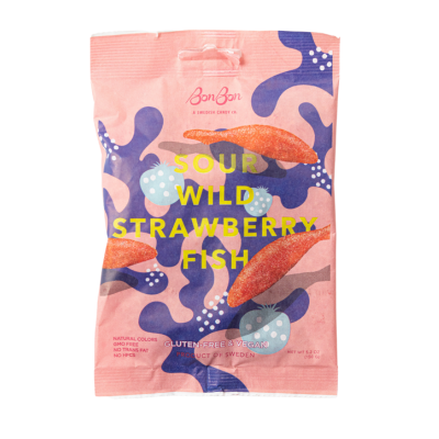 Sour Wild Strawberry Swedish Fish Candy 5.2oz