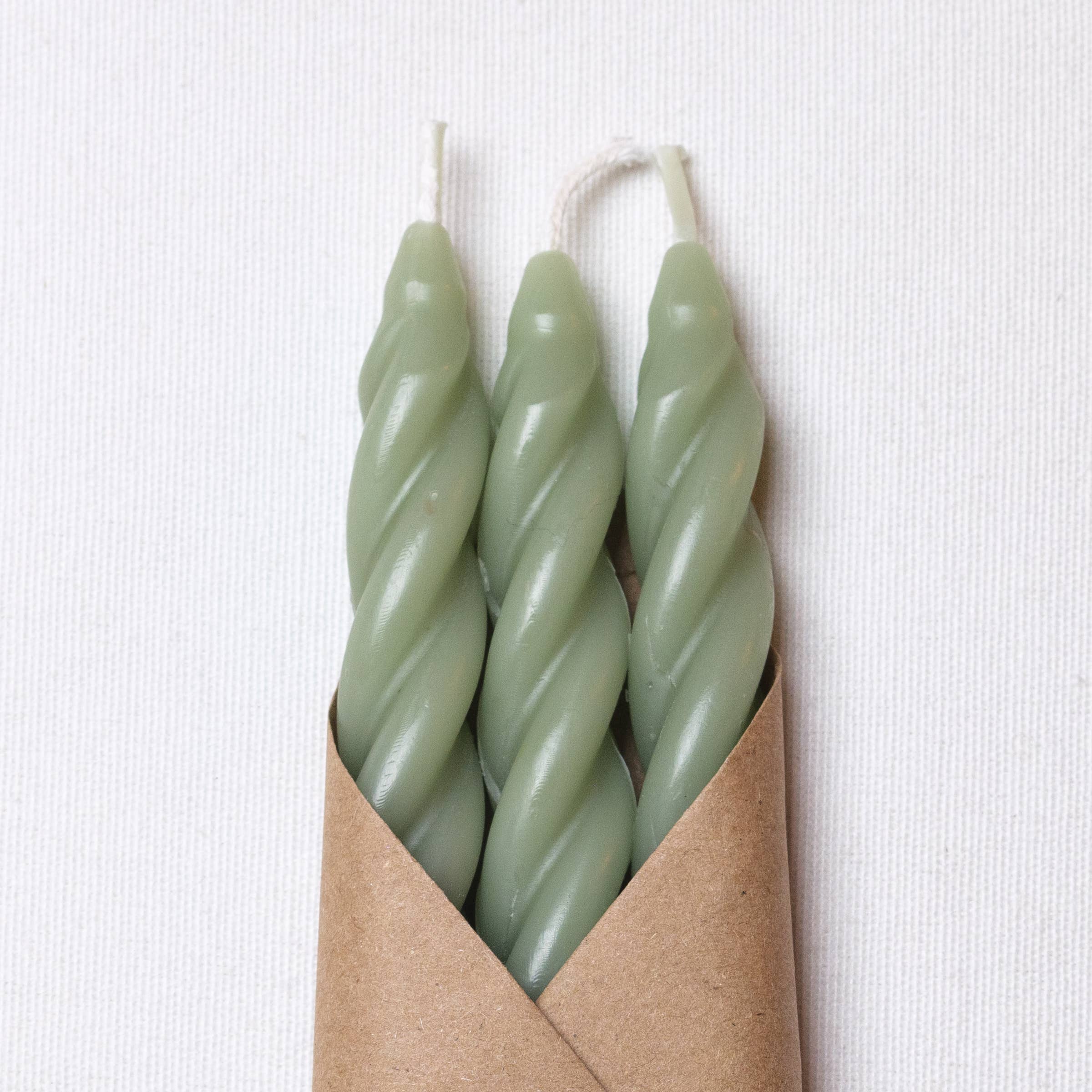 Cave Glow Sage Spiral Beeswax Candles - Set of 3