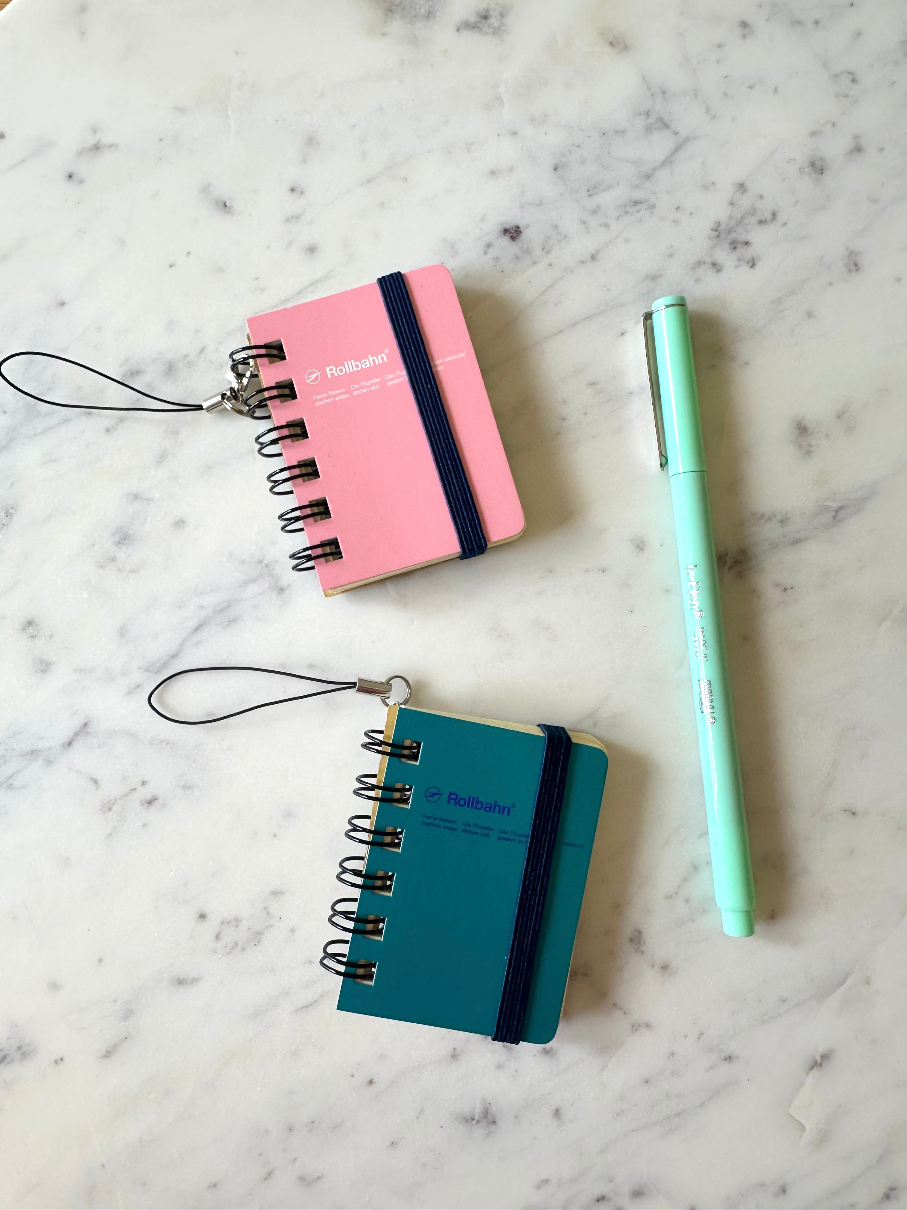 Rollbahn Spiral Notebook – 'Micro' Turquoise keychain charm