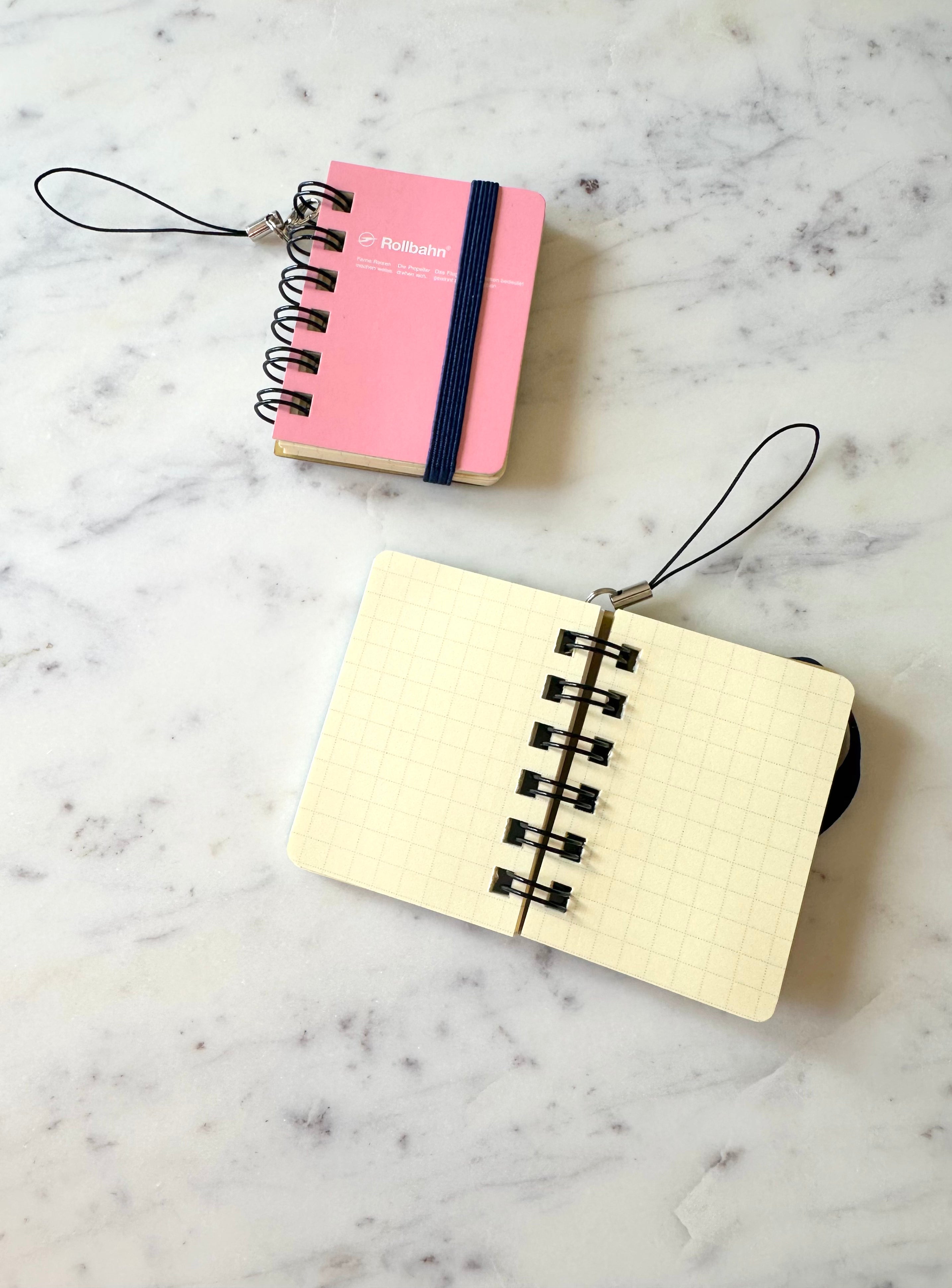 Rollbahn Spiral Notebook – 'Micro' Light Pink Charm Keychain