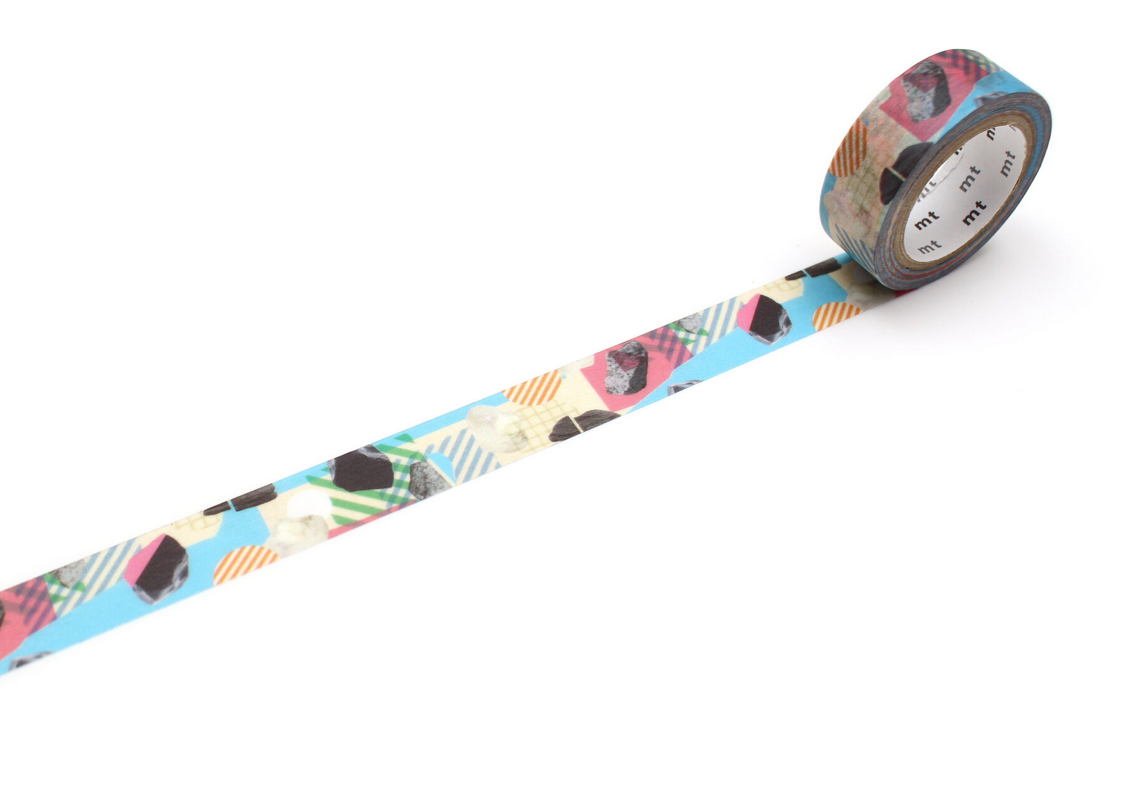 MT Washi Tape Single Roll – Stone Collage Pink / Light Blue