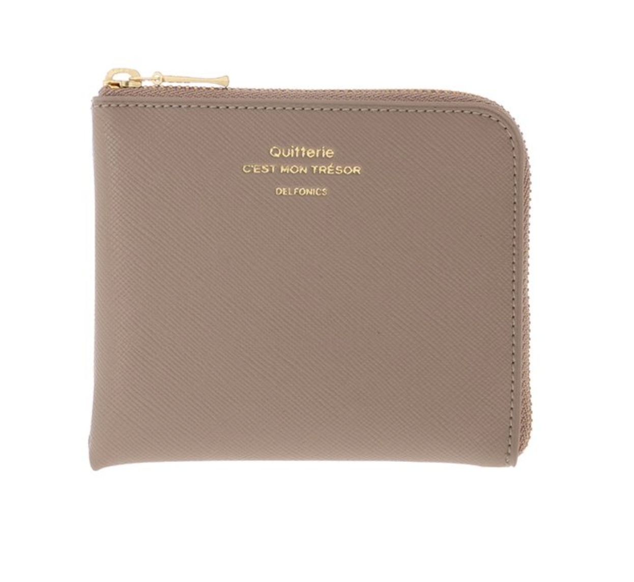 Delfonics Quitterie PVC Japanese Half Zip Wallet – Greige