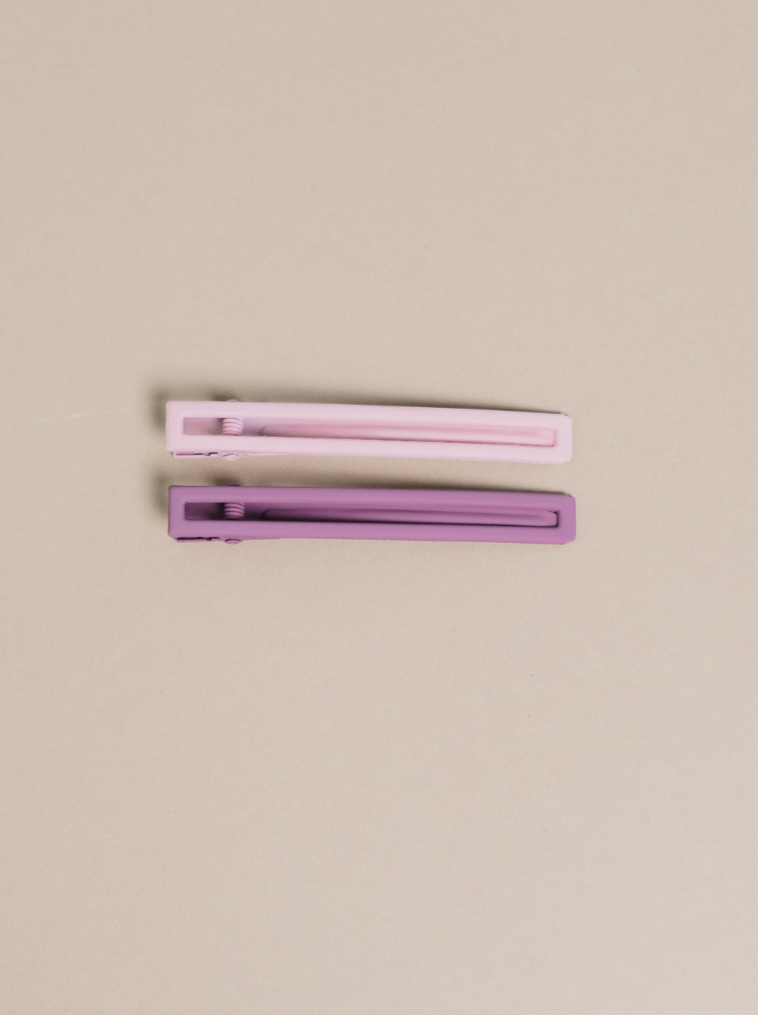 Nat & Noor Leia Hair Clips Set – Mauve + Pink