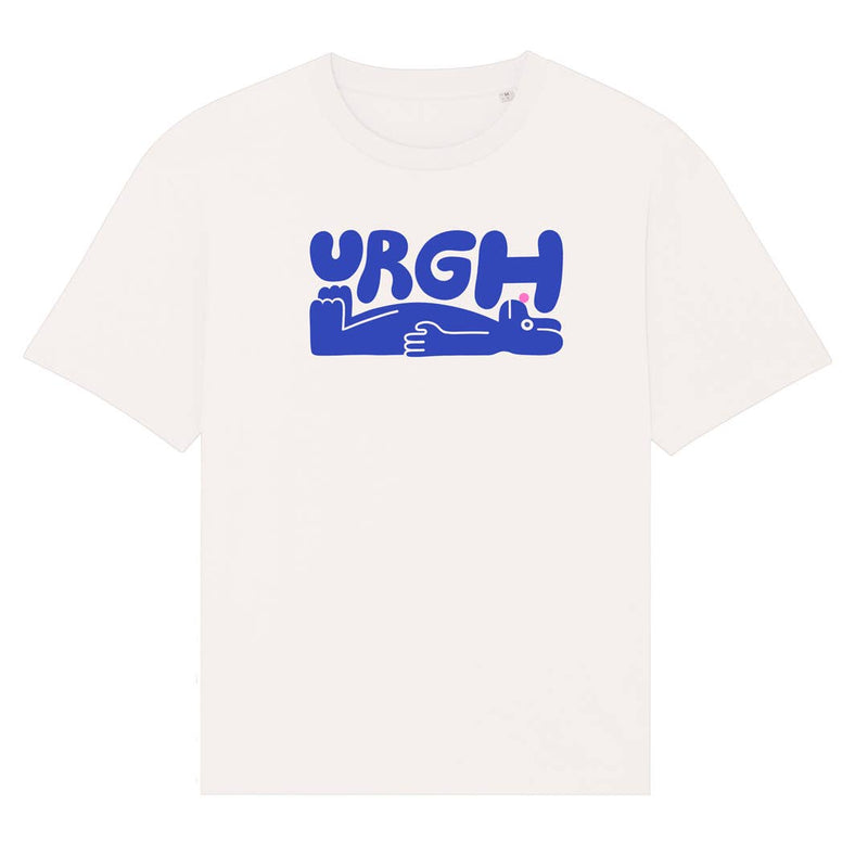 Yuk Fun Urgh T-shirt; blue on off-white – unisex sizing