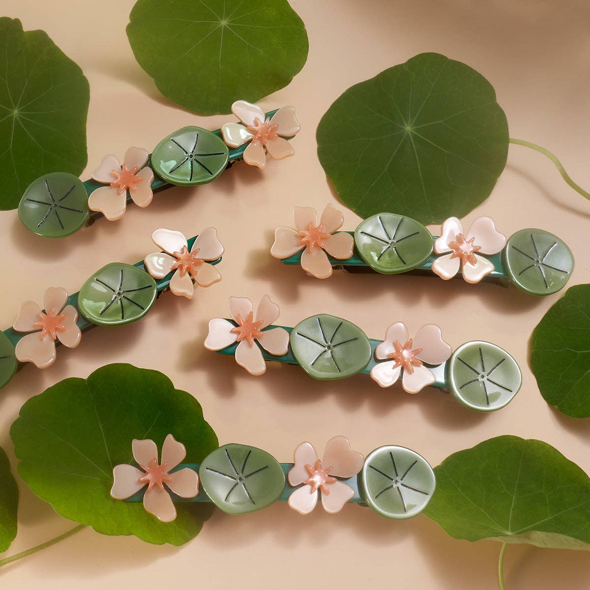 Winona Irene Pink Nasturtium French Barrette