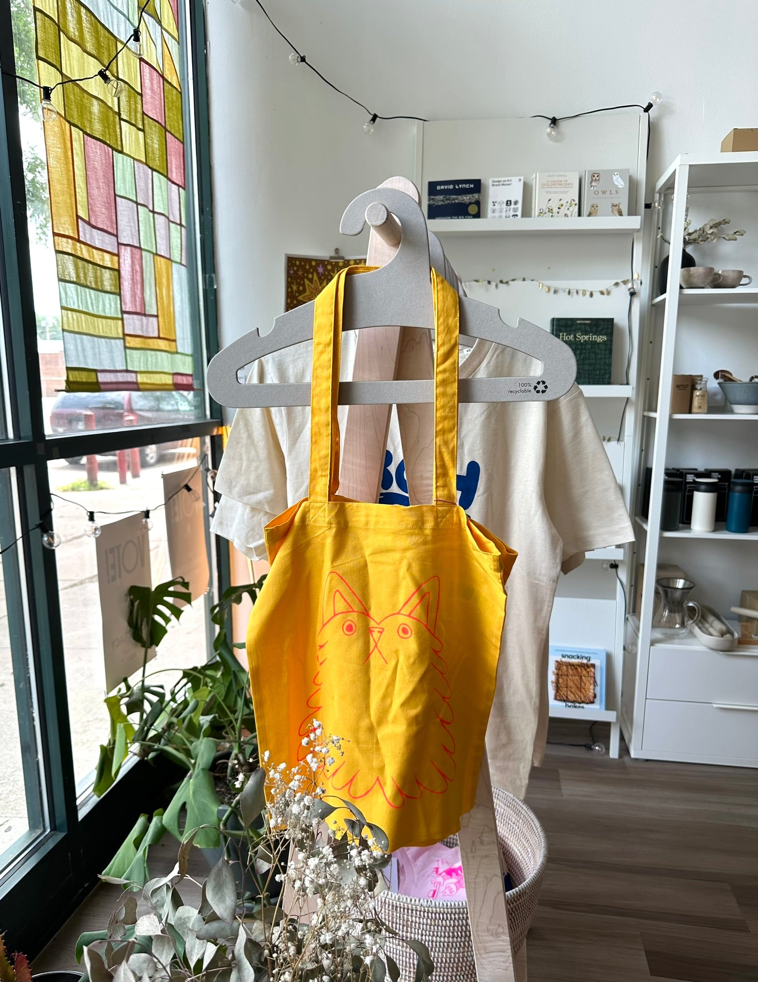 Yuk Fun Fluff Buddy yellow screen printed tote bag