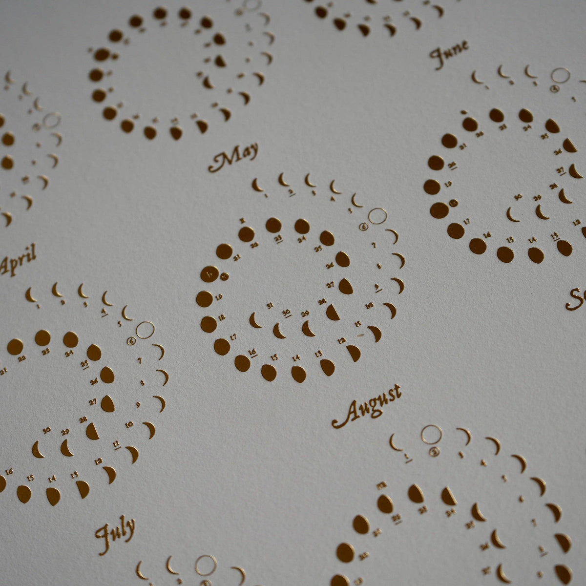 Margins 2027 Moon Calendar - Gold Foil on Pearl White, small