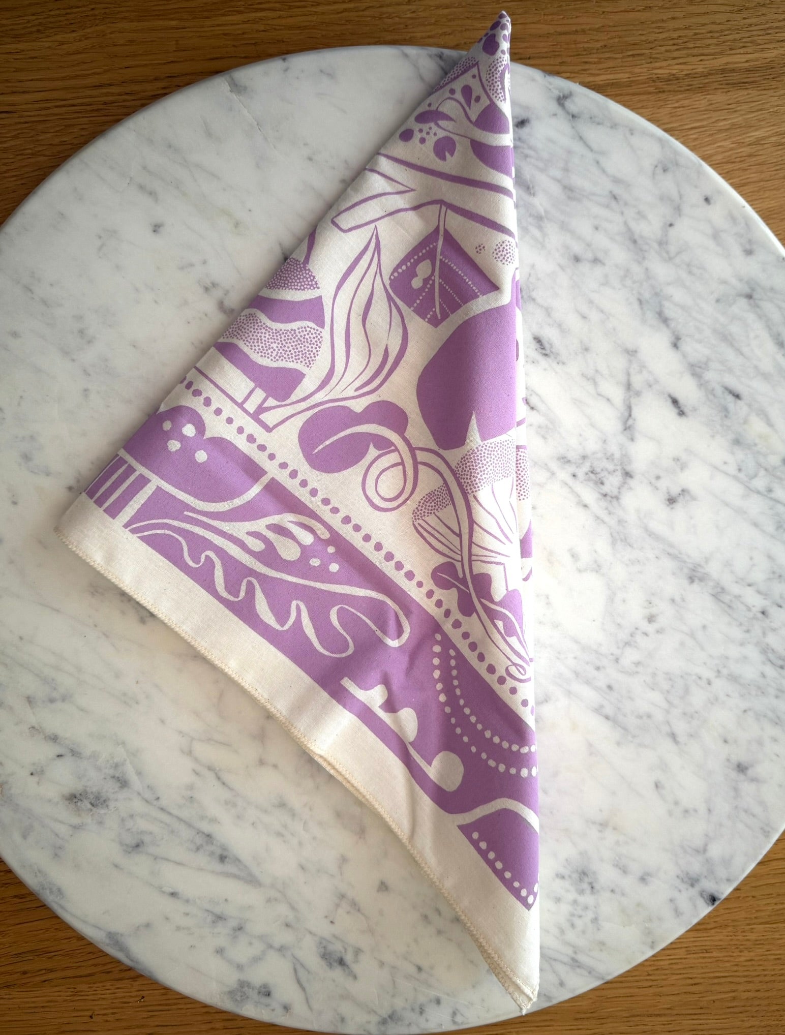 Lavender Forest Floor Bandana by Illustrator Meg Hunt