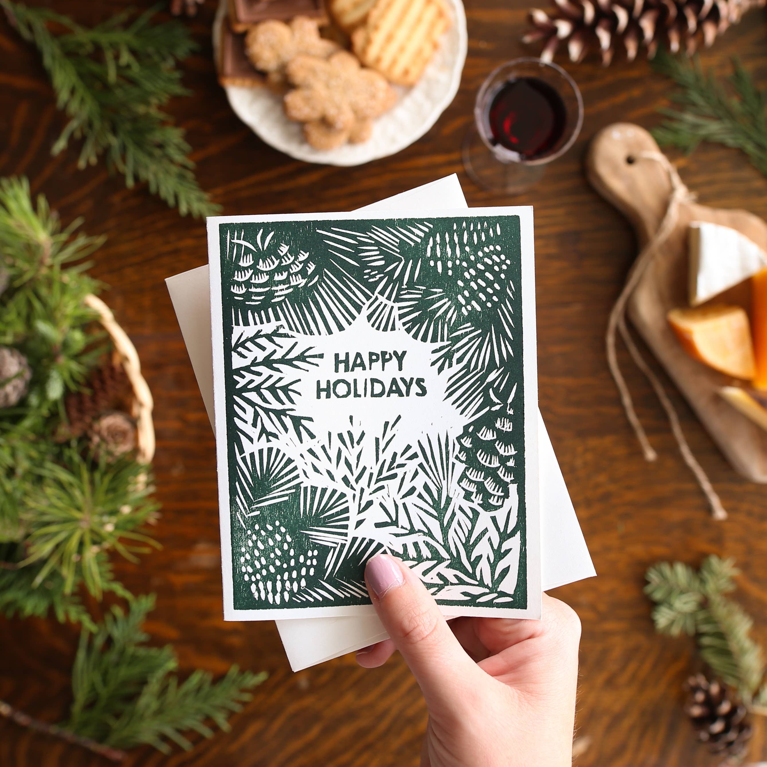 Happy Holidays (Greenery) Card by Heartell Press