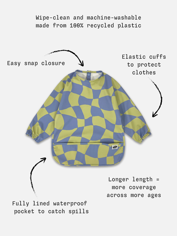 Milk Teeth Children's Smock Bib – Green Checkers