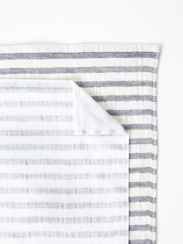 Japanese Linen Border Towel, Black Stripe – Hand Towel