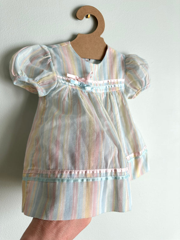 Vintage Baby Lightweight Pastel Stripe Dress, 12 mos