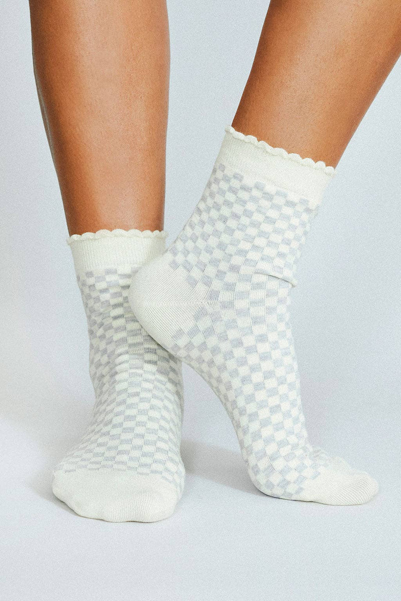 Annie Check Socks – Heather Oat