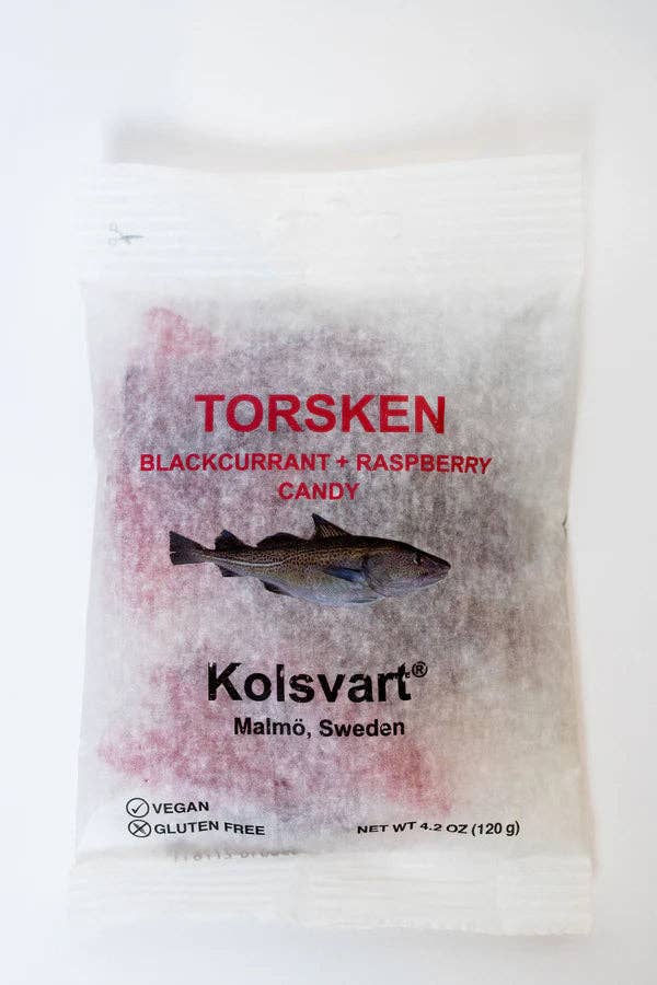 Kolsvart Blackcurrant & Raspberry Gummy Swedish Fish 4.2oz Bag