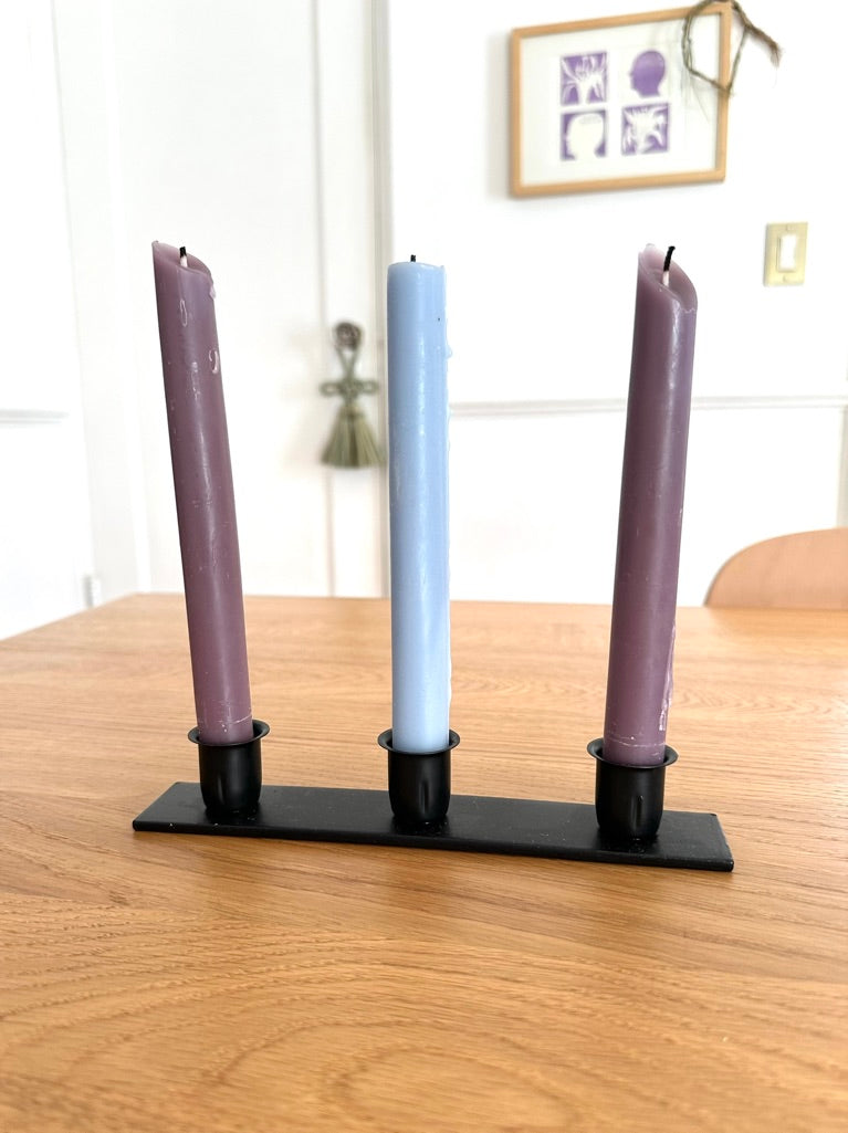 Iron Three Candle Taper Holder