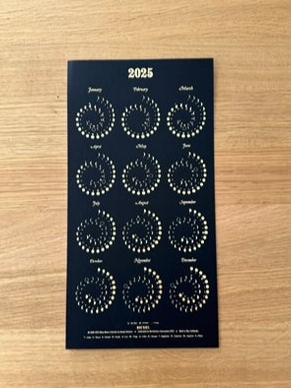 2025 Moon Calendar Gold Foil on Black