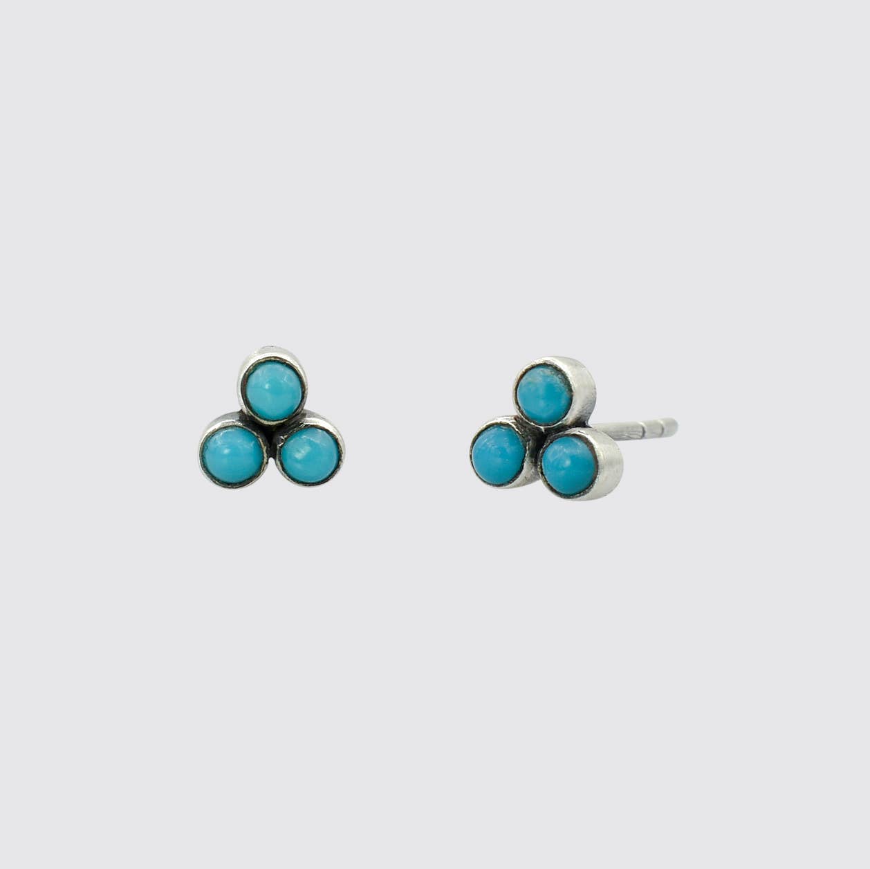 Tiny Silver Clover Stud Earring – Turquoise