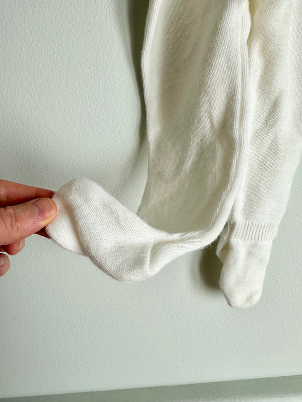 Vintage Baby Footie Suspender Pants – White Knit, 6 mos