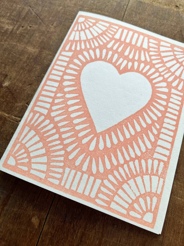 Heart Pattern Block Printed Blank Cards, Set of 6