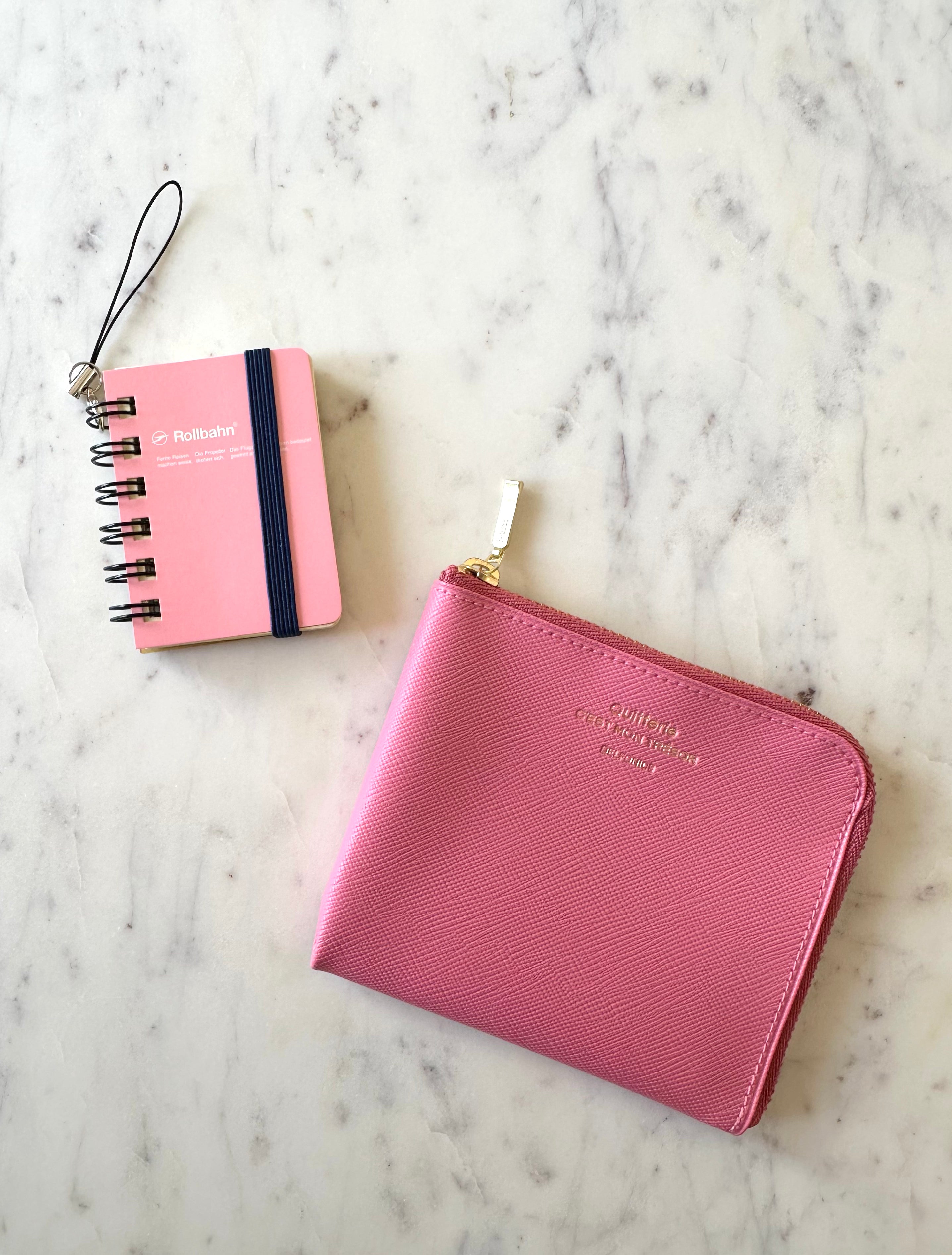 Delfonics Quitterie PVC Japanese Half Zip Wallet – Pink