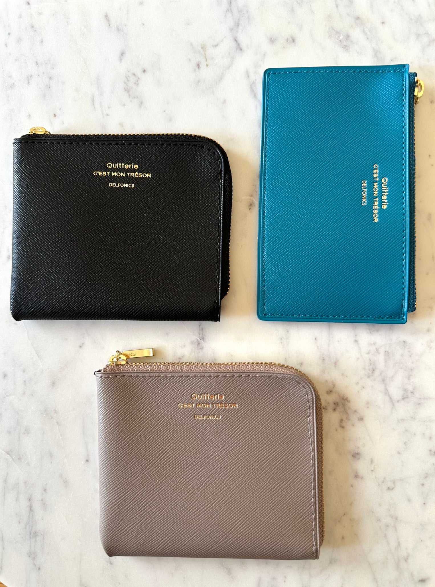 Delfonics Quitterie Japanese PVC Half Zip Wallet – Black