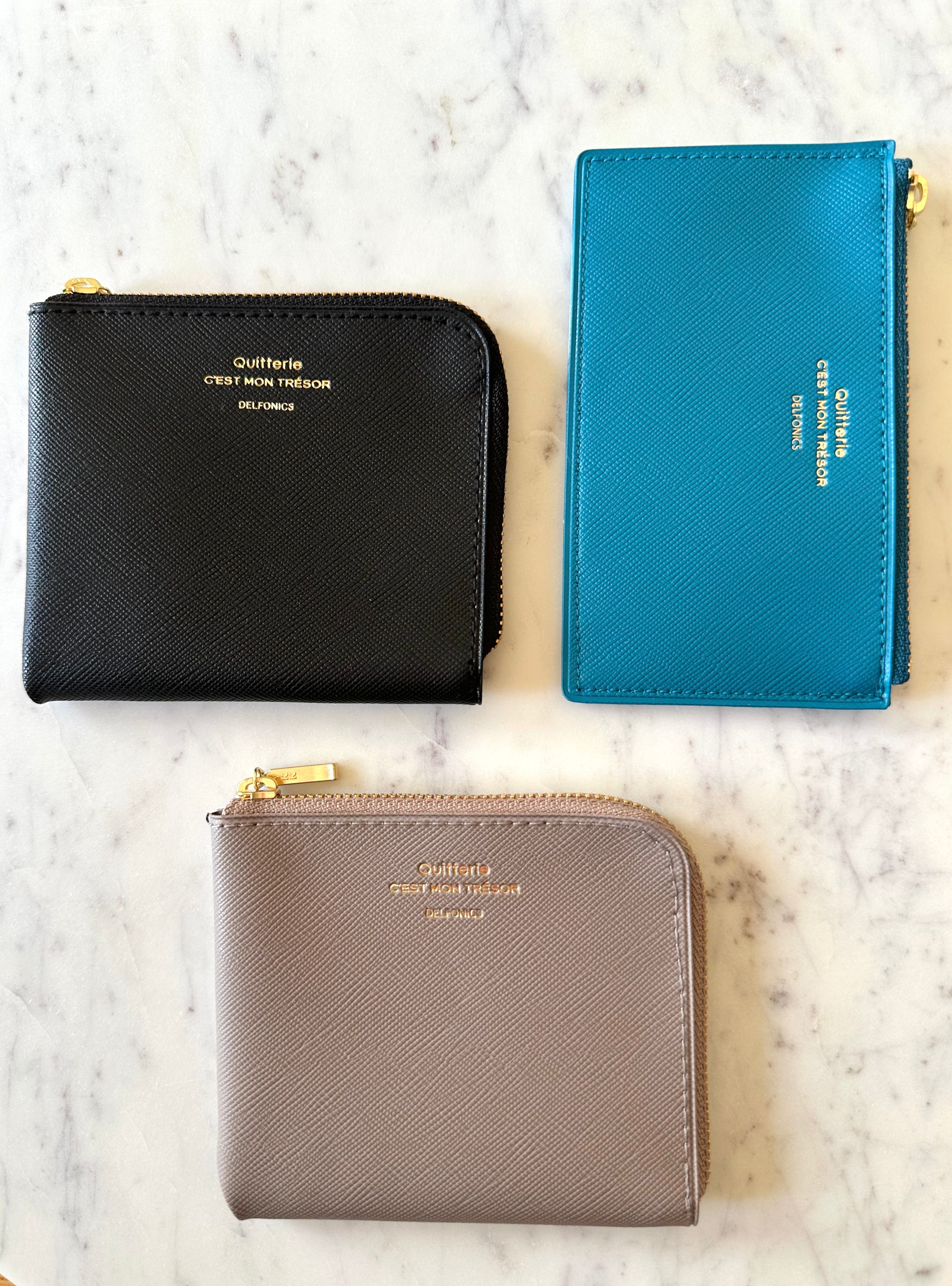 Delfonics Quitterie PVC Japanese Half Zip Wallet – Greige