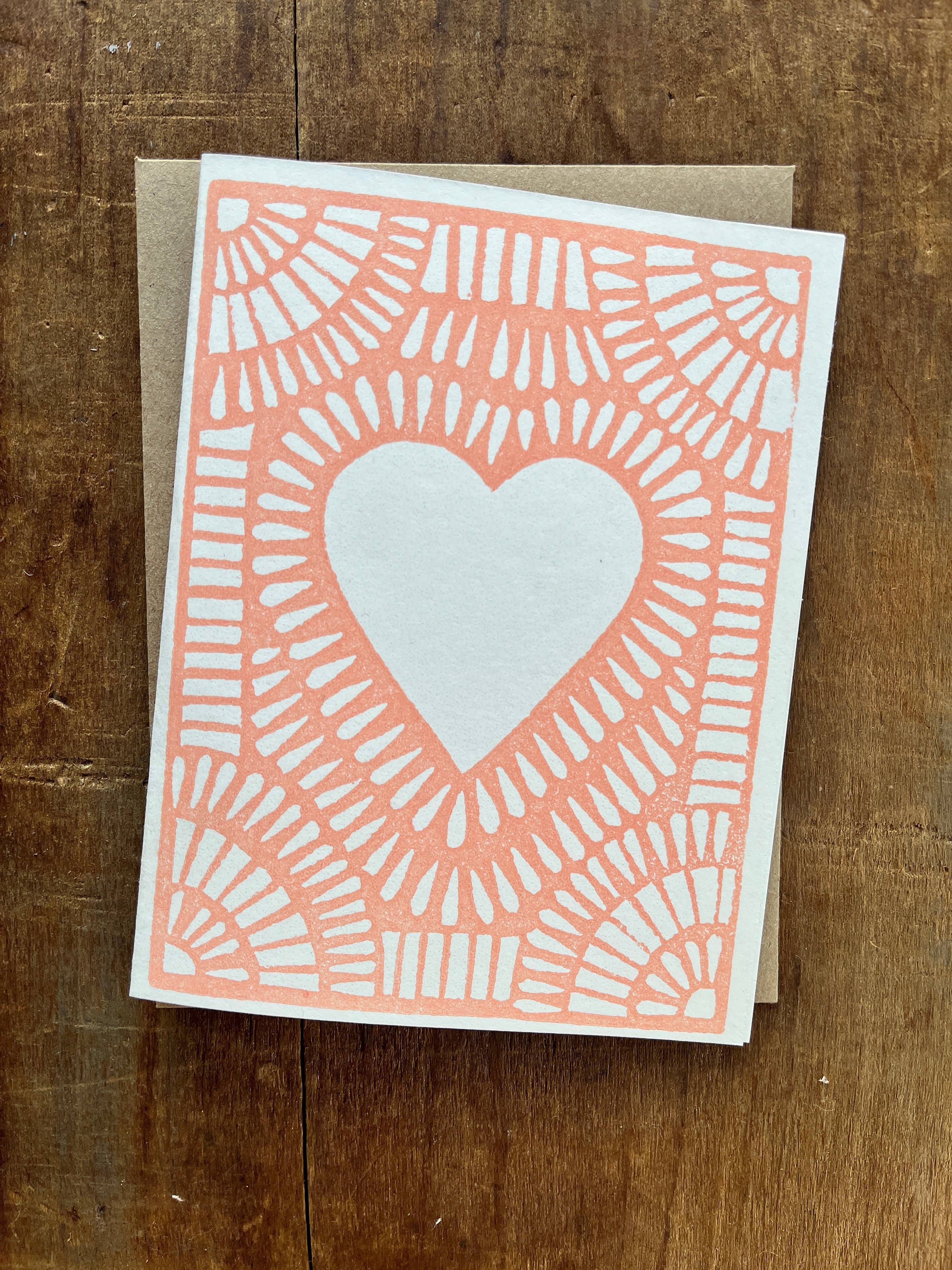 Heart Pattern Block Printed Blank Cards, Set of 6