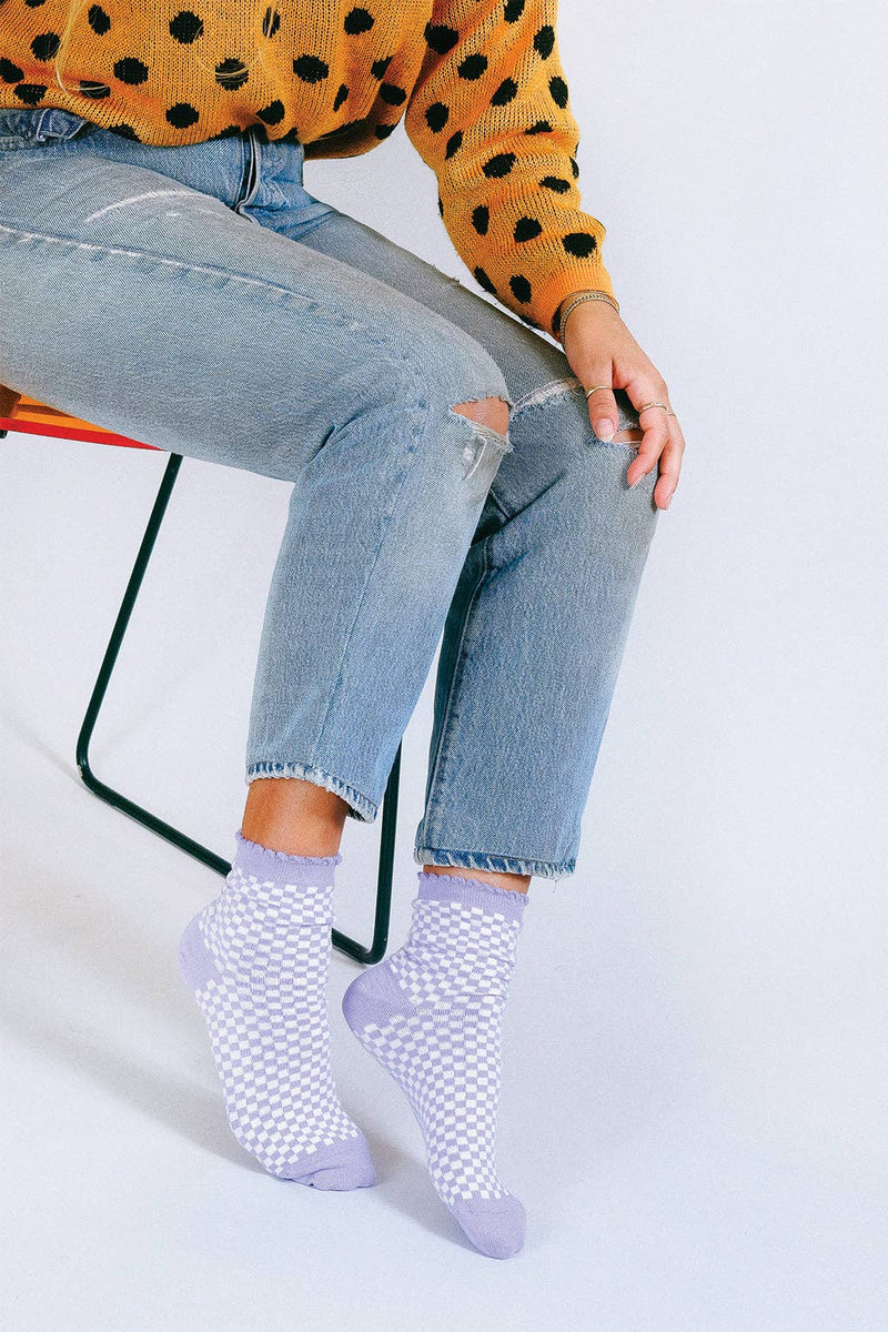 Annie Check Socks – Lavender