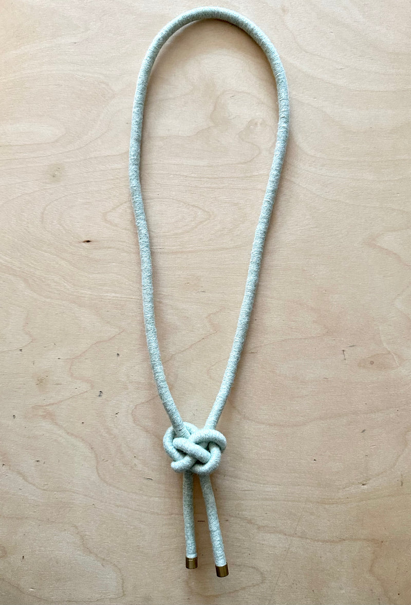 Lanyard Knot Textile Necklace: Mint Wool