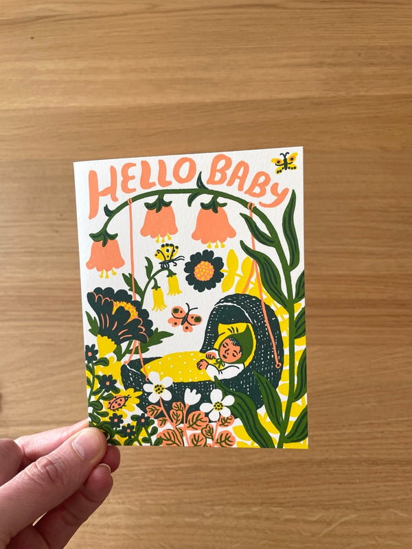 Hello Baby Bassinet Card by Phoebe Wahl