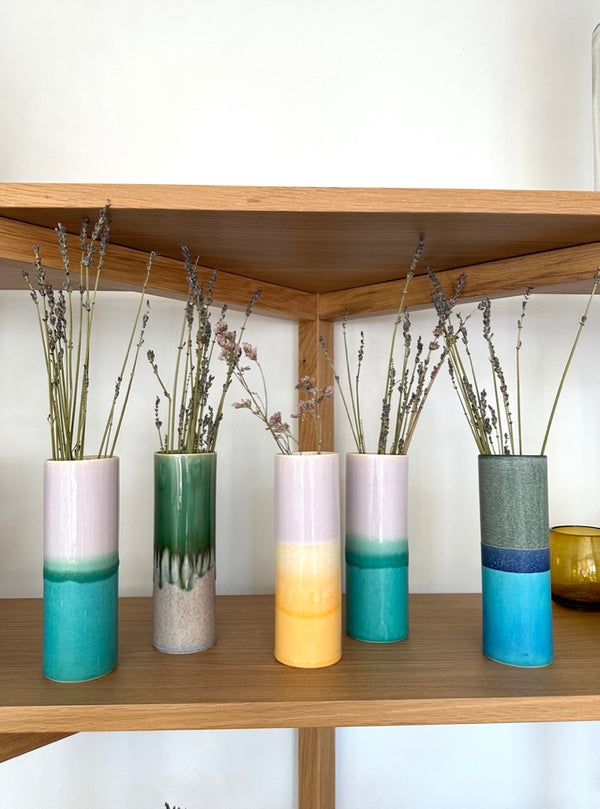 sgw Porcelain Colorful Cylinder Vase – Lavender/Orange