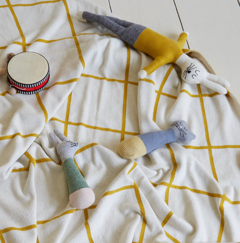 Yellow Rabbit Cotton Knit Stuffed Animal