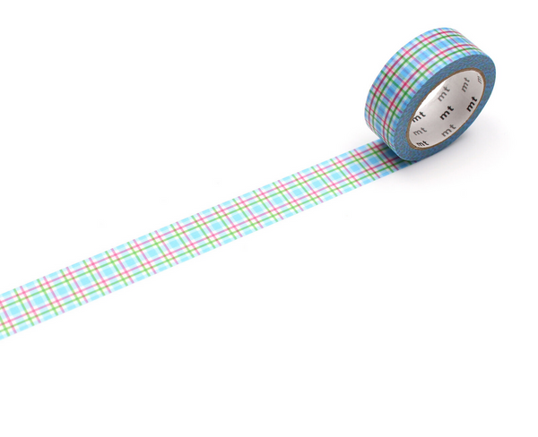 MT Washi Tape Single Roll – Colorful checkered blue