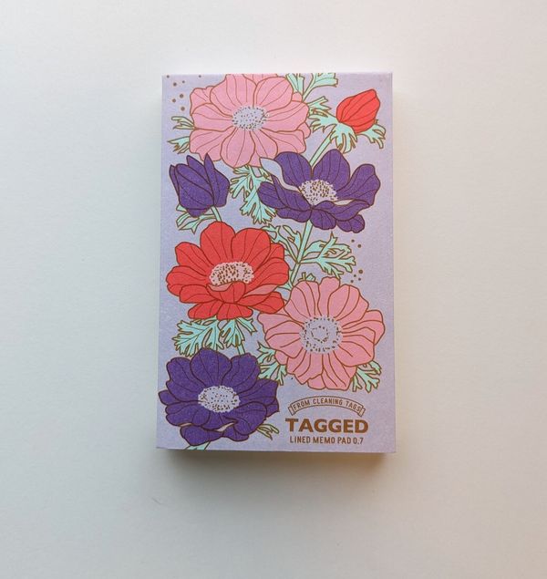 Tagged Project Lined Waterproof Memo Pad – purple flower
