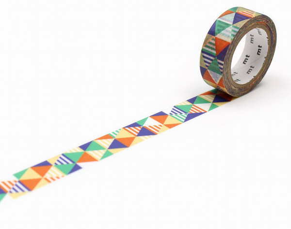 MT Washi Tape Single Roll – Stripe triangles shimasankaku blue