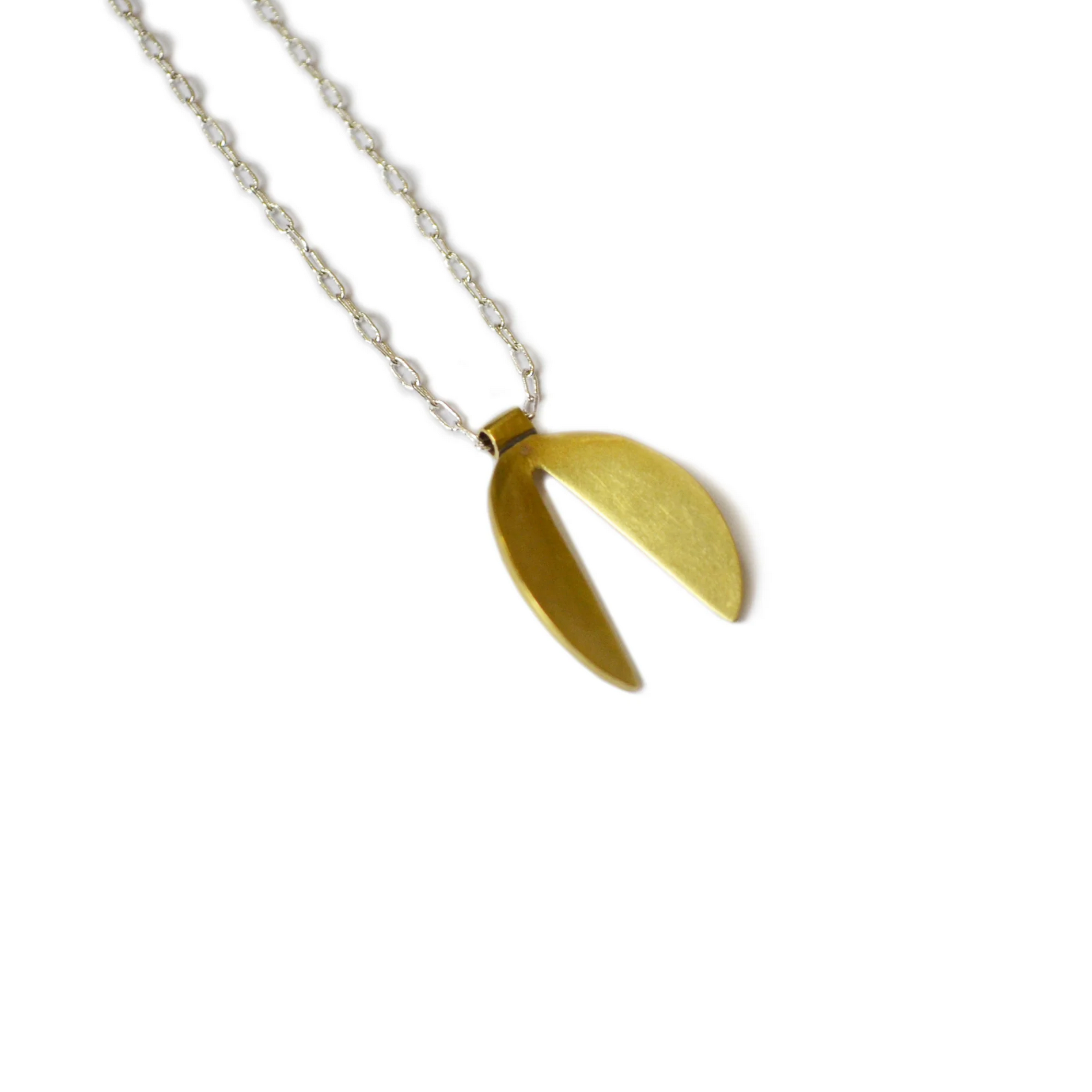 Floret Necklace – Brass on Silver chain