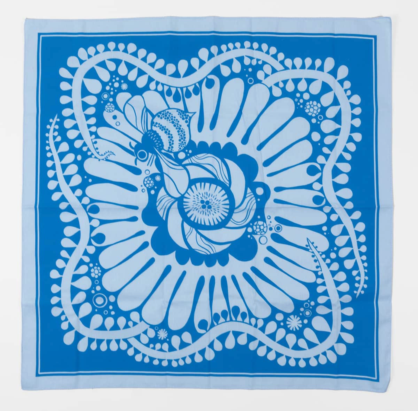 Blue Pollinator Bandana by Illustrator Meg Hunt