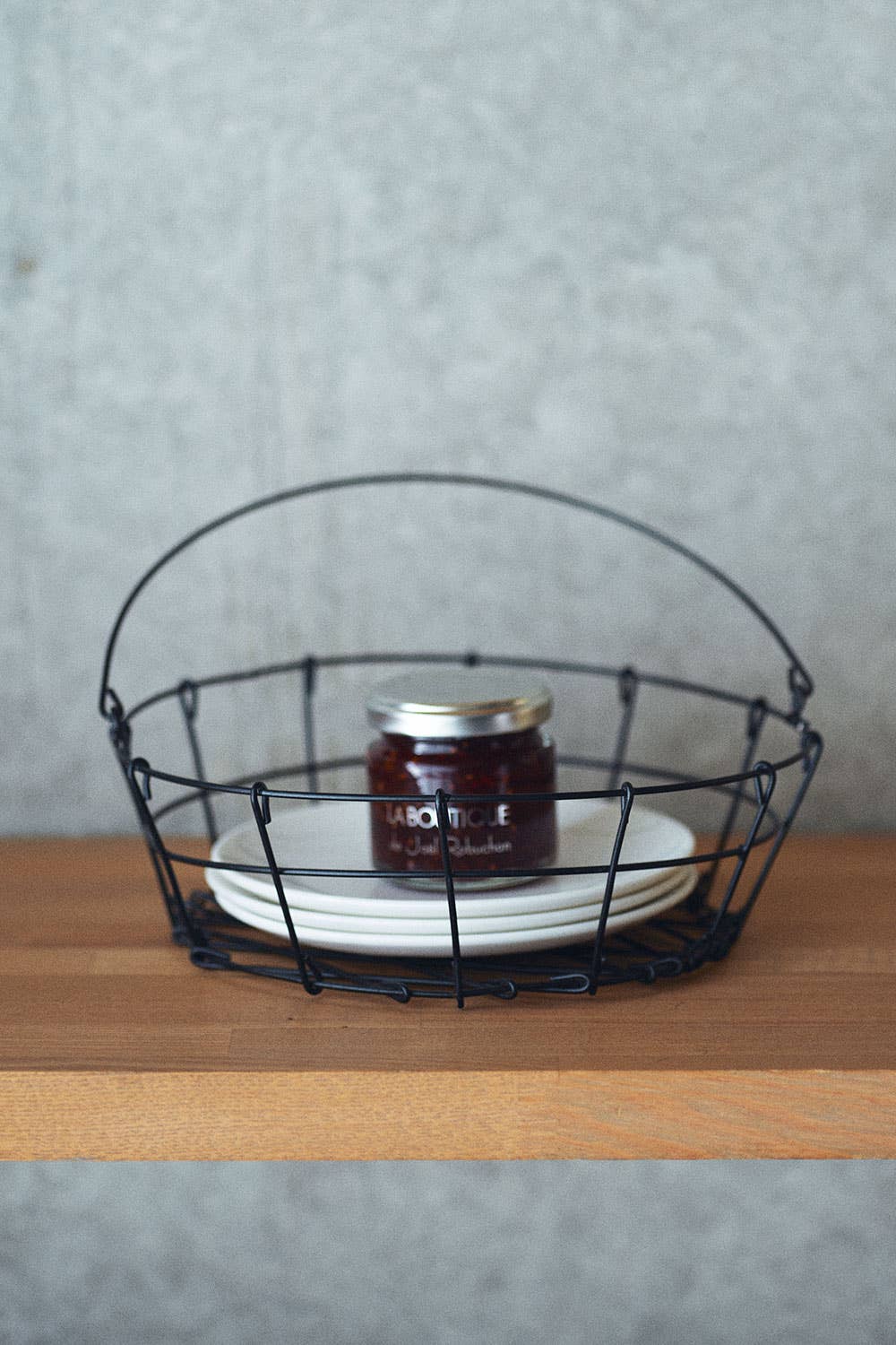 Fog Linen Round Black Metal Wire Basket