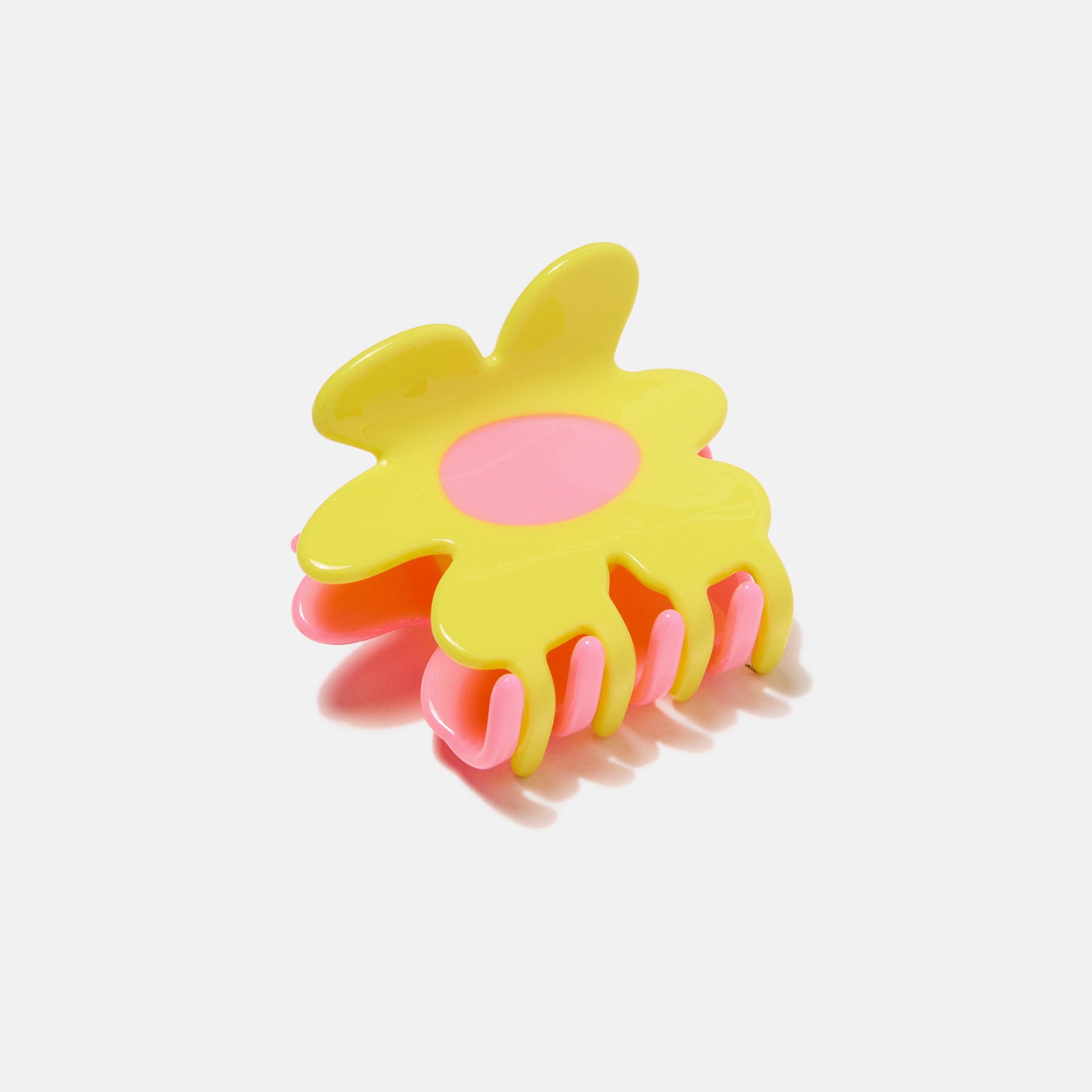 Flower Hair Claw in Yellow + Pink