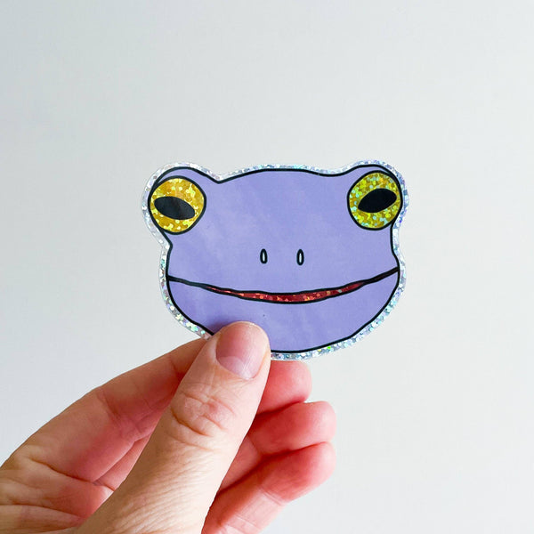 Glitter Lilac Froggy Face Sticker