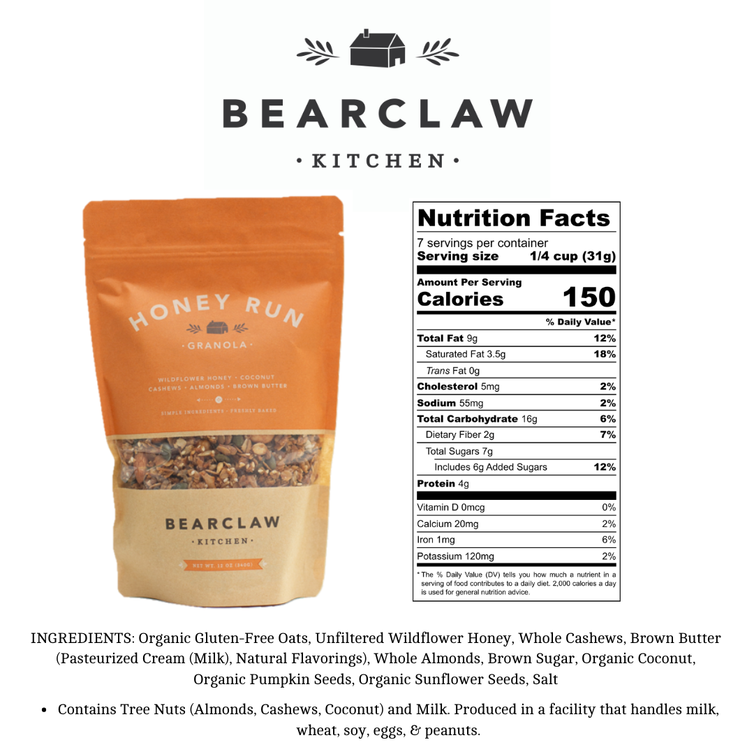 Bearclaw Kitchen Honey Run Granola – 2oz Gift Size