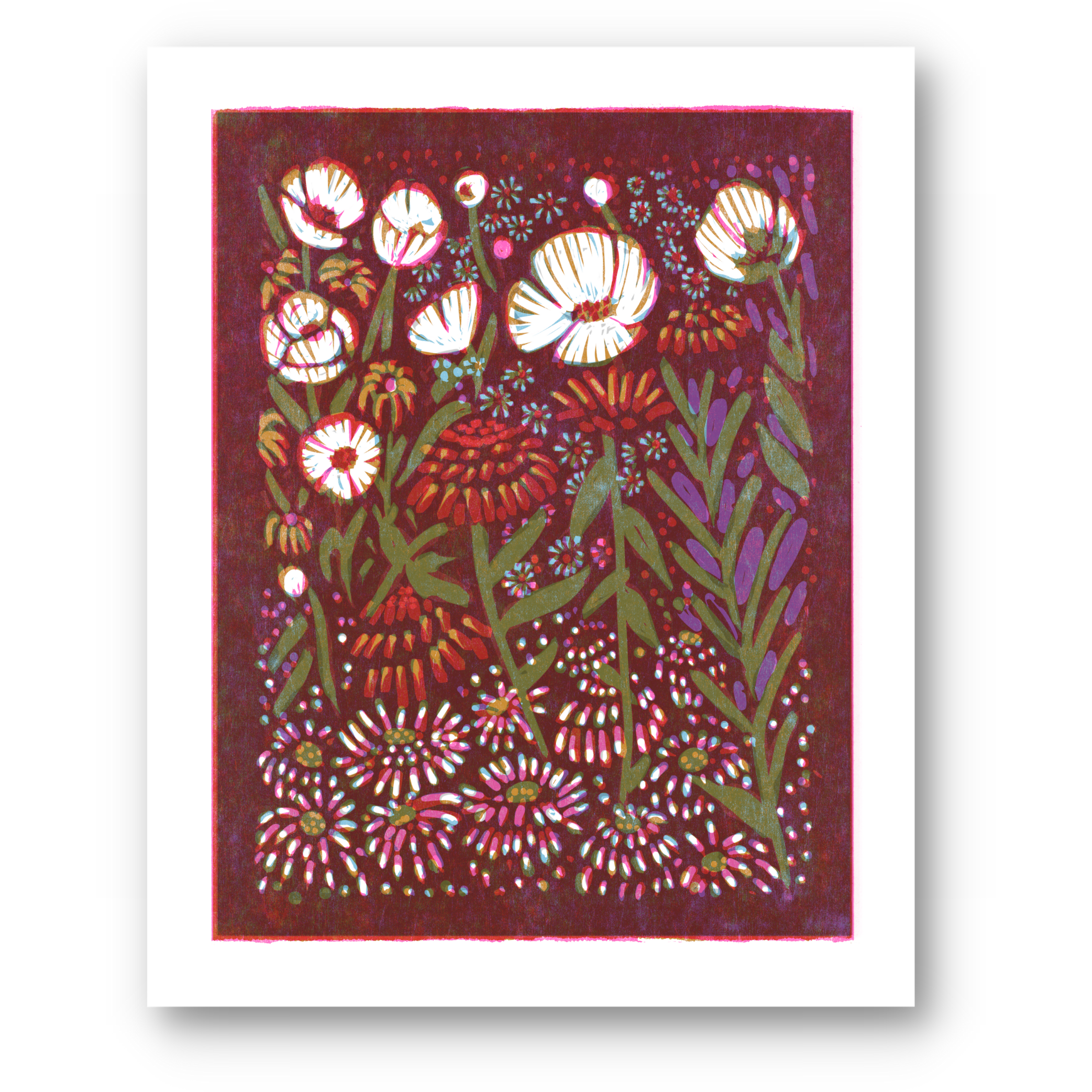 Zinnias and Anemones Art Print, 8 x 10"