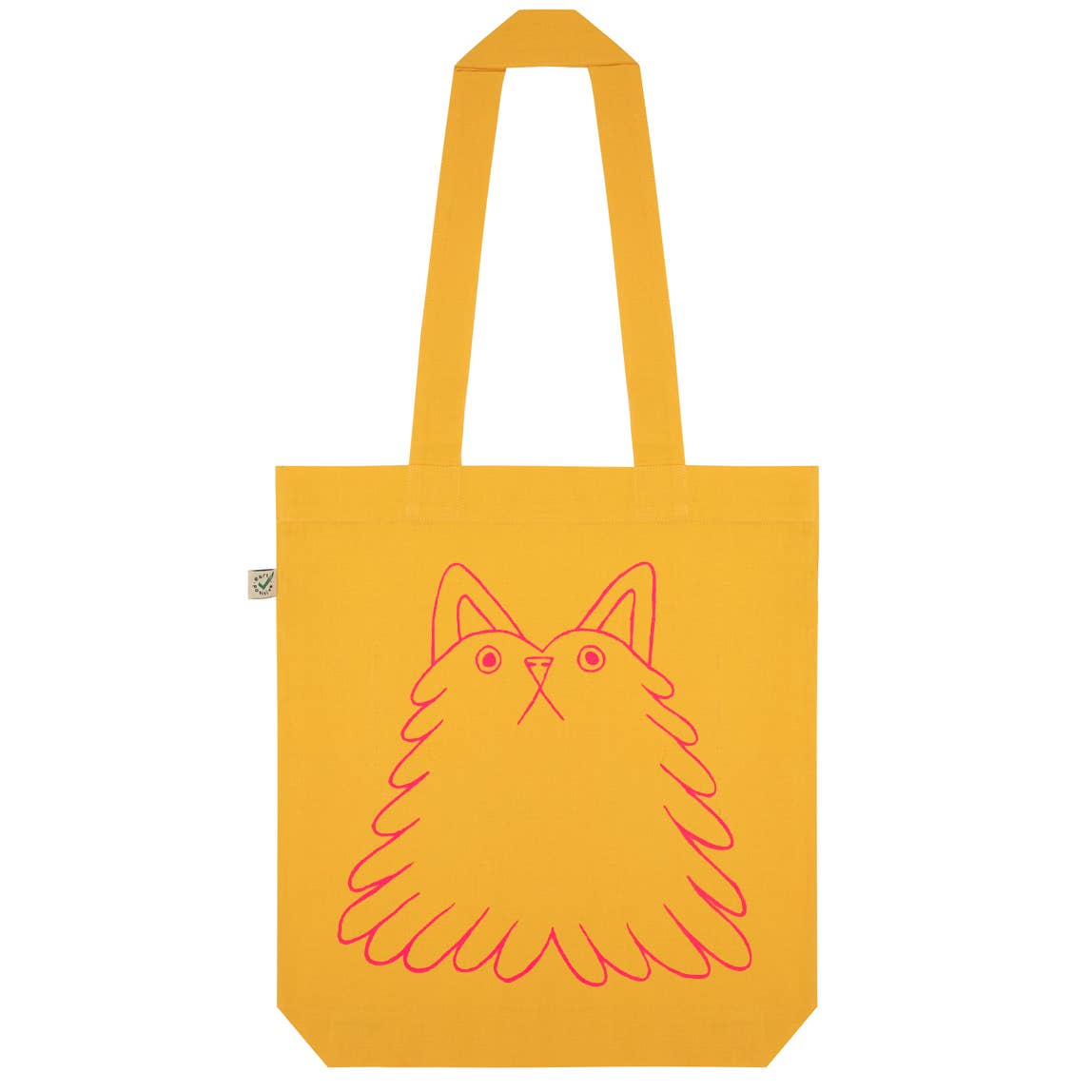 Yuk Fun Fluff Buddy yellow screen printed tote bag