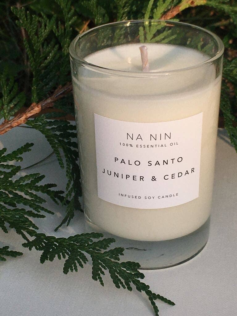 Na Nin Palo Santo, Juniper, & Cedarwood Soy Candle; 8 OZ